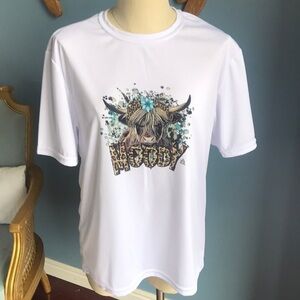 NWT white short sleeves t-shirt, cowgirl, rodeo, western, cow, country size M